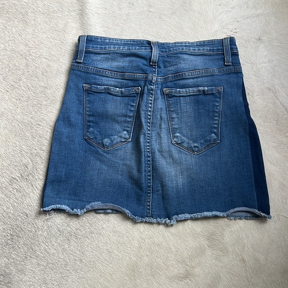 Flying Monkey Tuxedo Metal Moon Mini Skirt Two-Tone Denim Skirt Sz 27 - Picture 4 of 4